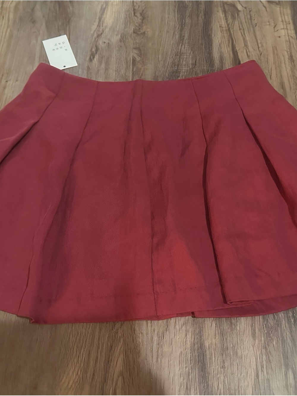 a new day red pleated mini skirt